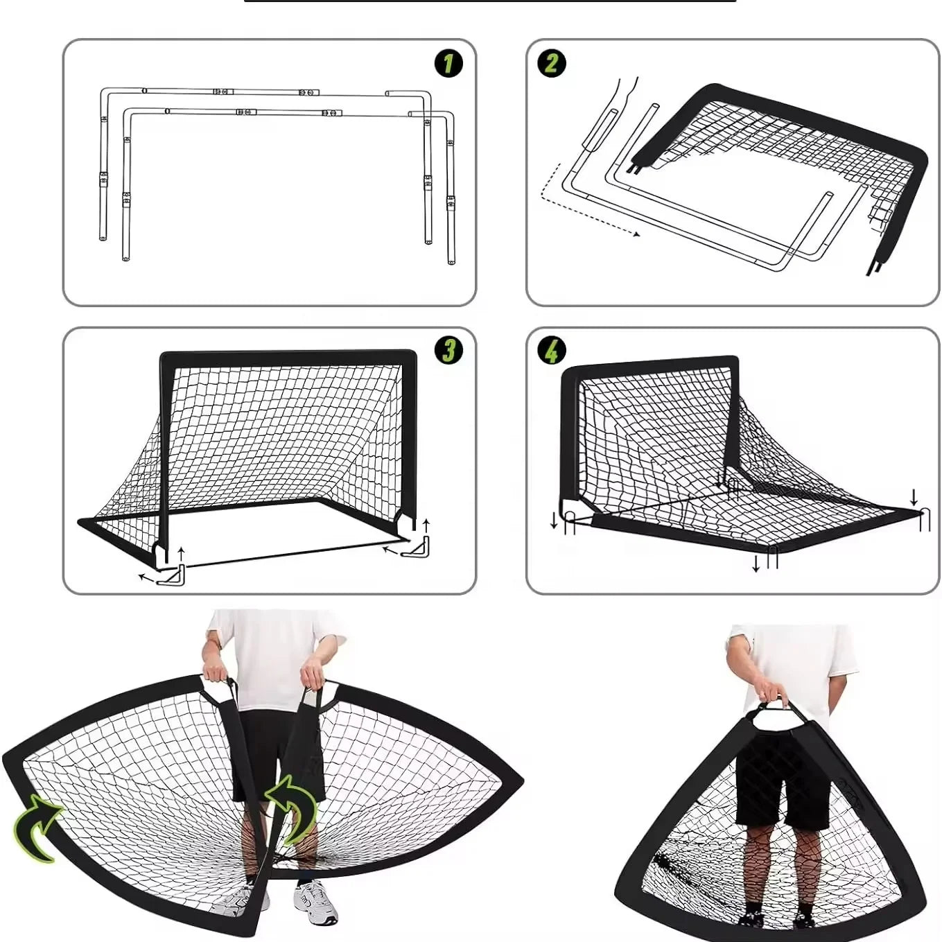 Faltbares Fußballtor 4x3 FT – Tragbar für Kinder & Jugend Training