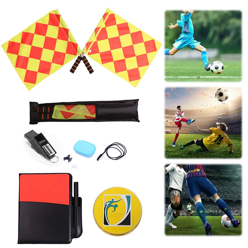 Schiedsrichter-Set Fußball – Flaggen, Karten, Pfeife, Notizbuch & Stift