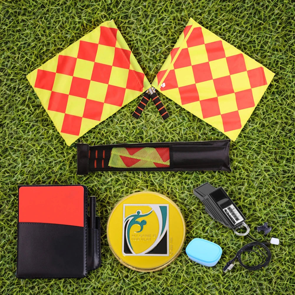 Schiedsrichter-Set Fußball – Flaggen, Karten, Pfeife, Notizbuch & Stift