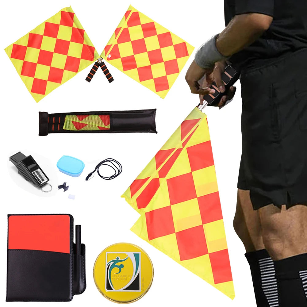 Schiedsrichter-Set Fußball – Flaggen, Karten, Pfeife, Notizbuch & Stift